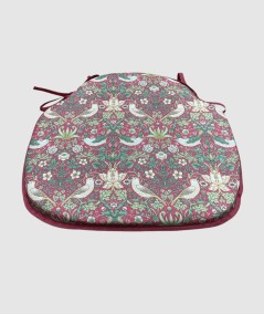 Strawberry Thief Crimson Spindle Chair Pad