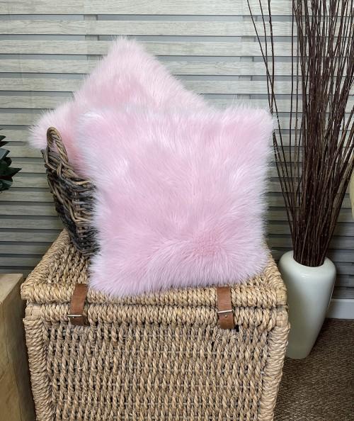 Pale pink luxury faux fur cushions