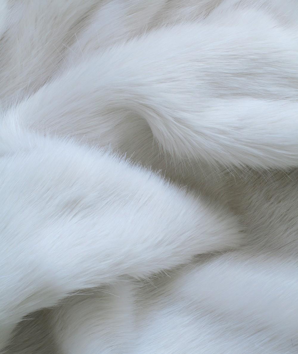 White long haired crafting faux fur fabric