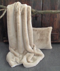 Luxury beige faux fur throw