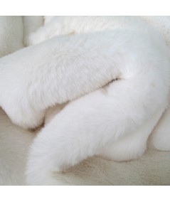 Close up image of luxury cream faux fur fabric