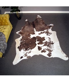 X/Large Dark Brown and off-white Cowhide Rug CR00137